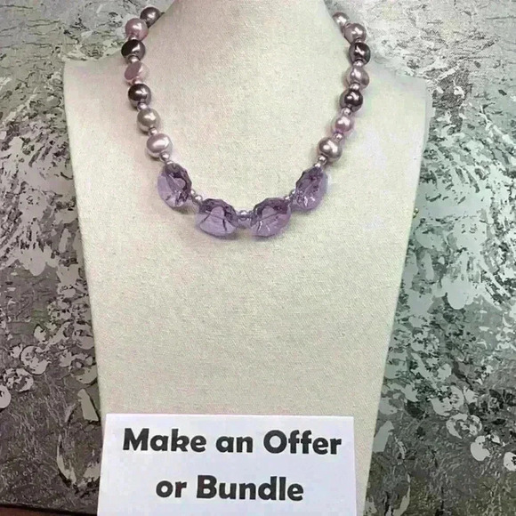 Statement Purple Glass Necklace - Picture 5 of 5